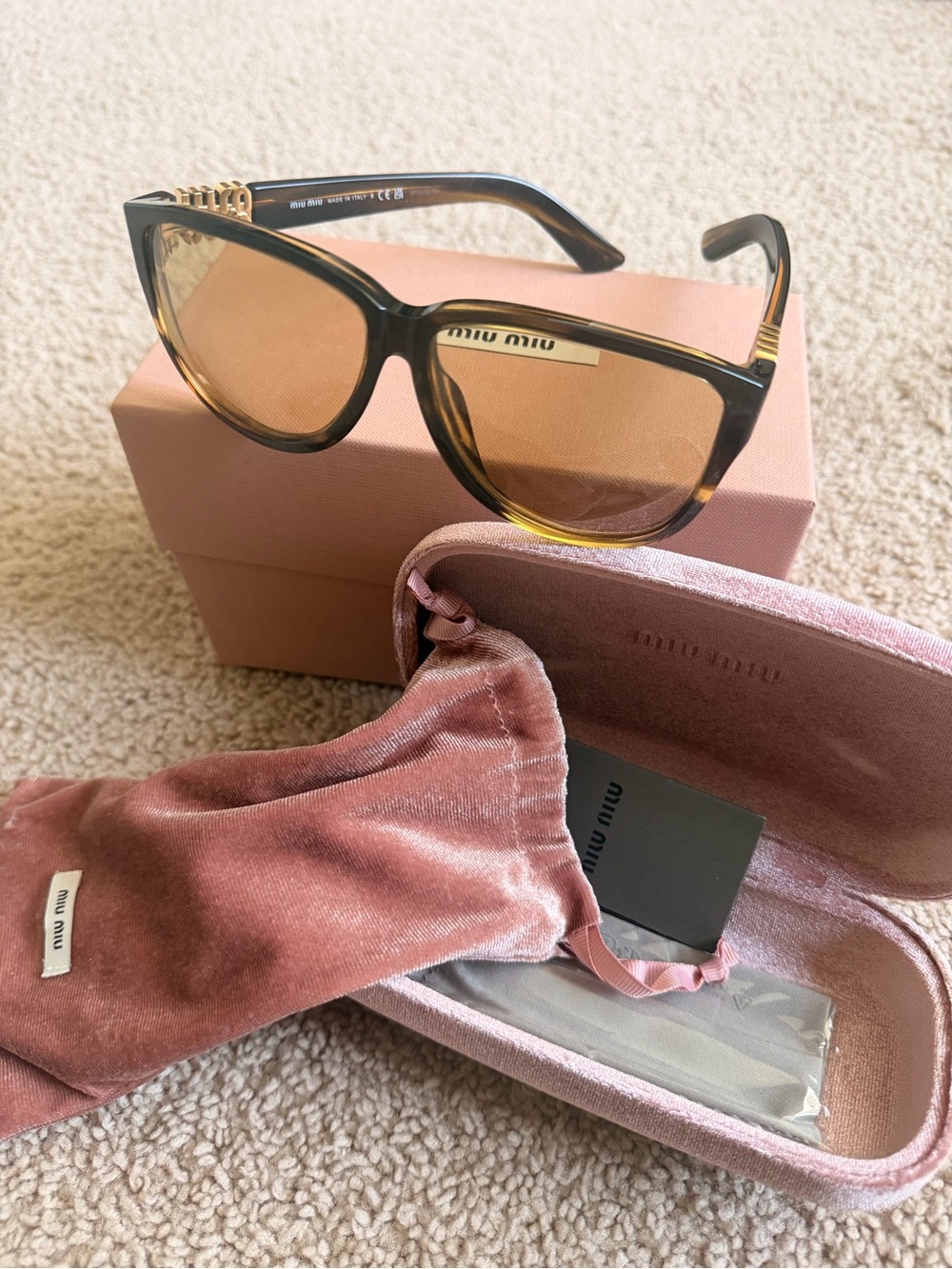 Miu Miu Pilot Frame Brown Tinted Sunglasses NEW